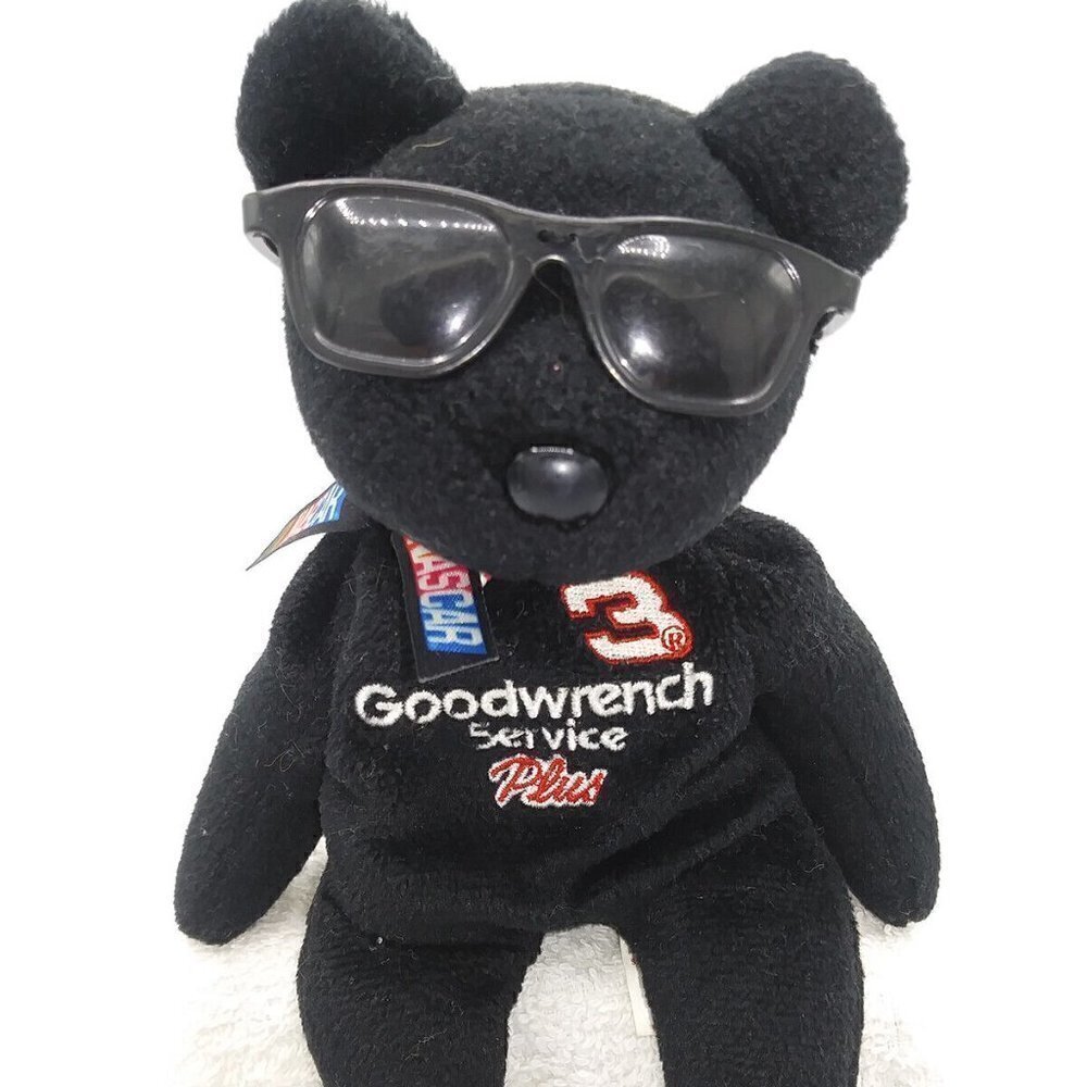 TY Nascar Goodwrench Service Plus #3 Bear Black W/ Sunglasses Cars Racing Plush